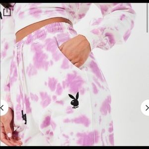 COPY - Pink Tie Dye Playboy Sweatsuit Set Missguided